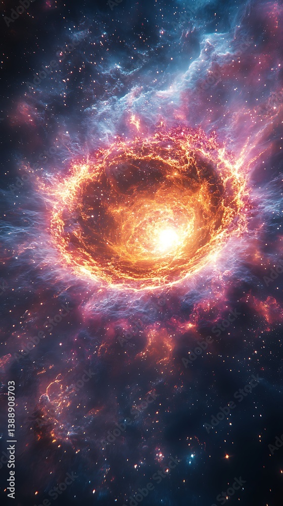 Obraz premium Cosmic Nebula Explosion Stunning Space Wallpaper & Mobile Wallpaper
