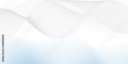Abstract flowing dynamic creative sound wave smooth beautiful space digital composite bland line. frequency flow business stripe gradient white vector technology template background.	
