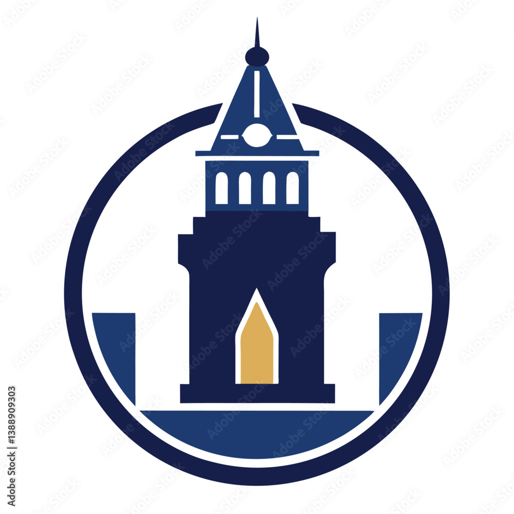 Obraz premium clock tower logo design vector illustration