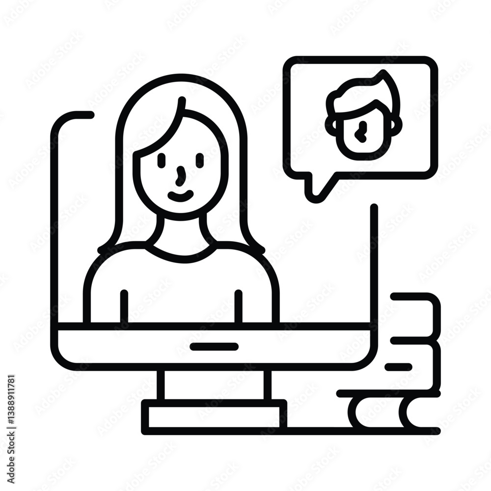 Online Meeting vector outline icon. EPS 10 file Online Meeting vector outline icon. EPS 10 file