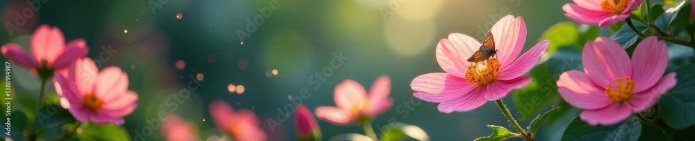 Gossamer wings flutter, vibrant blooms sway gently , image, flowers Gossamer wings flutter, vibrant blooms sway gently , image, flowers