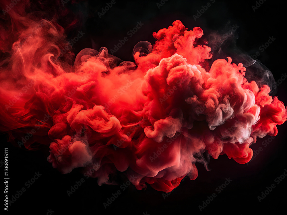Obraz premium Dark hand painted red watercolour background. Abstract red smoke on black background.
