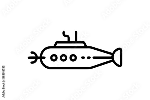  Submarine Icon Vector. Underwater Sea Vessel