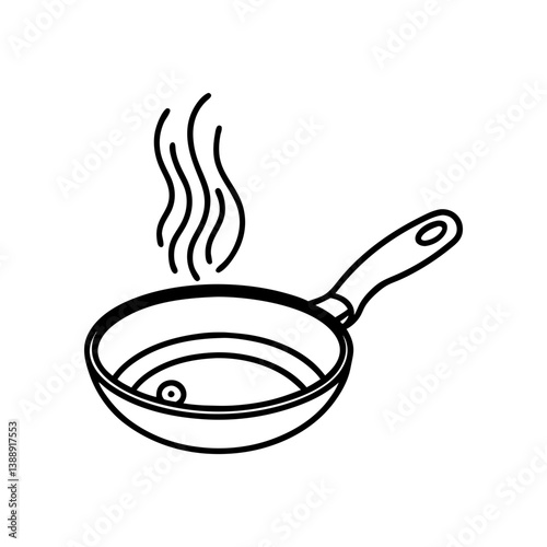 Frying Pan Cooking Line Icon Vector