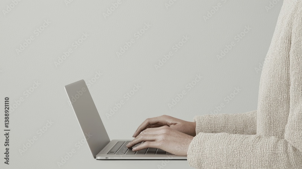 Naklejka premium Person working on laptop