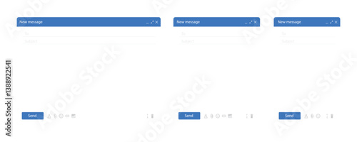 Email interface window. Email window on your computer, tablet, or smartphone. A template for sending an email. Mockup blank mail screen on transparent background
