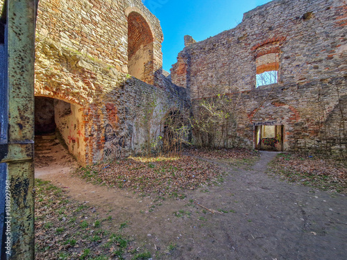 Obraz na płótnie Ruins of Tarlow Palace in Podzamcze Piekoszowskie, Poland. w salonie