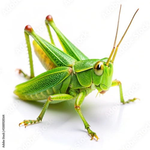 Green locust isolated on white background.