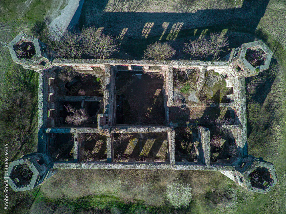 Ruins of Tarlow Palace in Podzamcze Piekoszowskie, Poland.