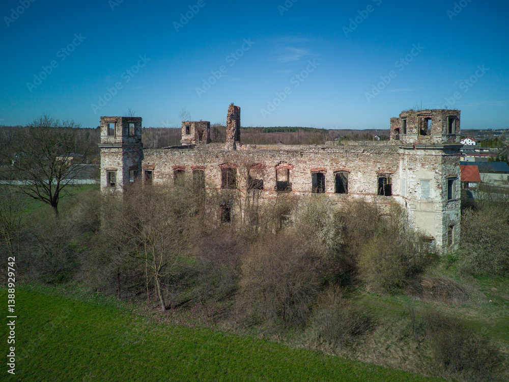 Ruins of Tarlow Palace in Podzamcze Piekoszowskie, Poland.