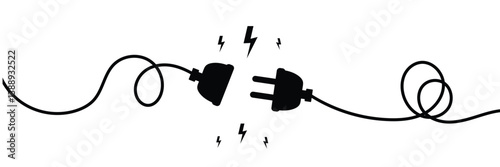 
Electric socket with plug icon silhouette. Connection and disconnection concept. Concept of 404 error connection. Electric plug and outlet socket unplugged. PNG transparent background.