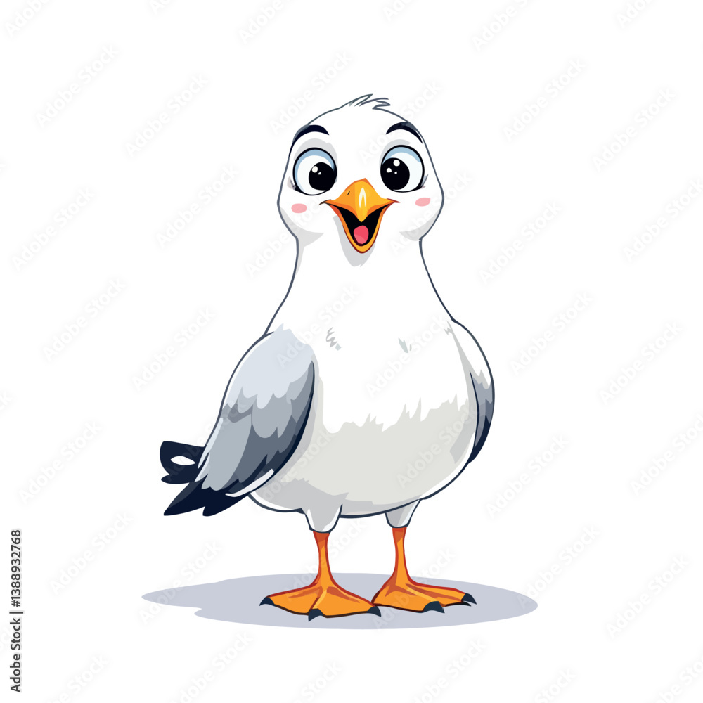 Obraz premium Vsai cute cartoon seagull smiling and looking happy