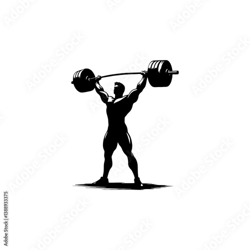 Martial artist silhouette in deep horse stance on white background

