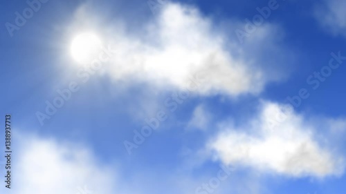 Background for realistic clouds and sun, 3d animation, weather content and lo-fi music, healing music, vj loop