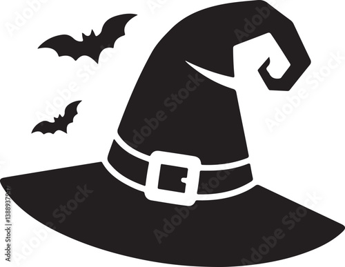 Witch Hat Silhouette Vector – Halloween Icon Design