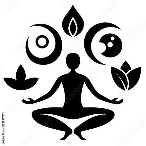 Yoga Poses with Lotus and Natural Elements