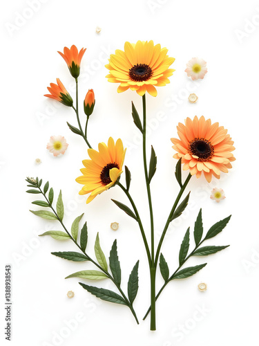 Flower frame, flower background. Mother's Day, Wedding, feminine, isolated flowers. flower decoration, deco,  Rose, Lily, Daisy, leaves, lavender, Abutilon, white background, postcard, mock up