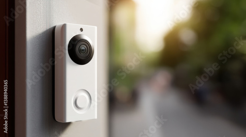 Smart doorbell with motion detection and app control on wall
