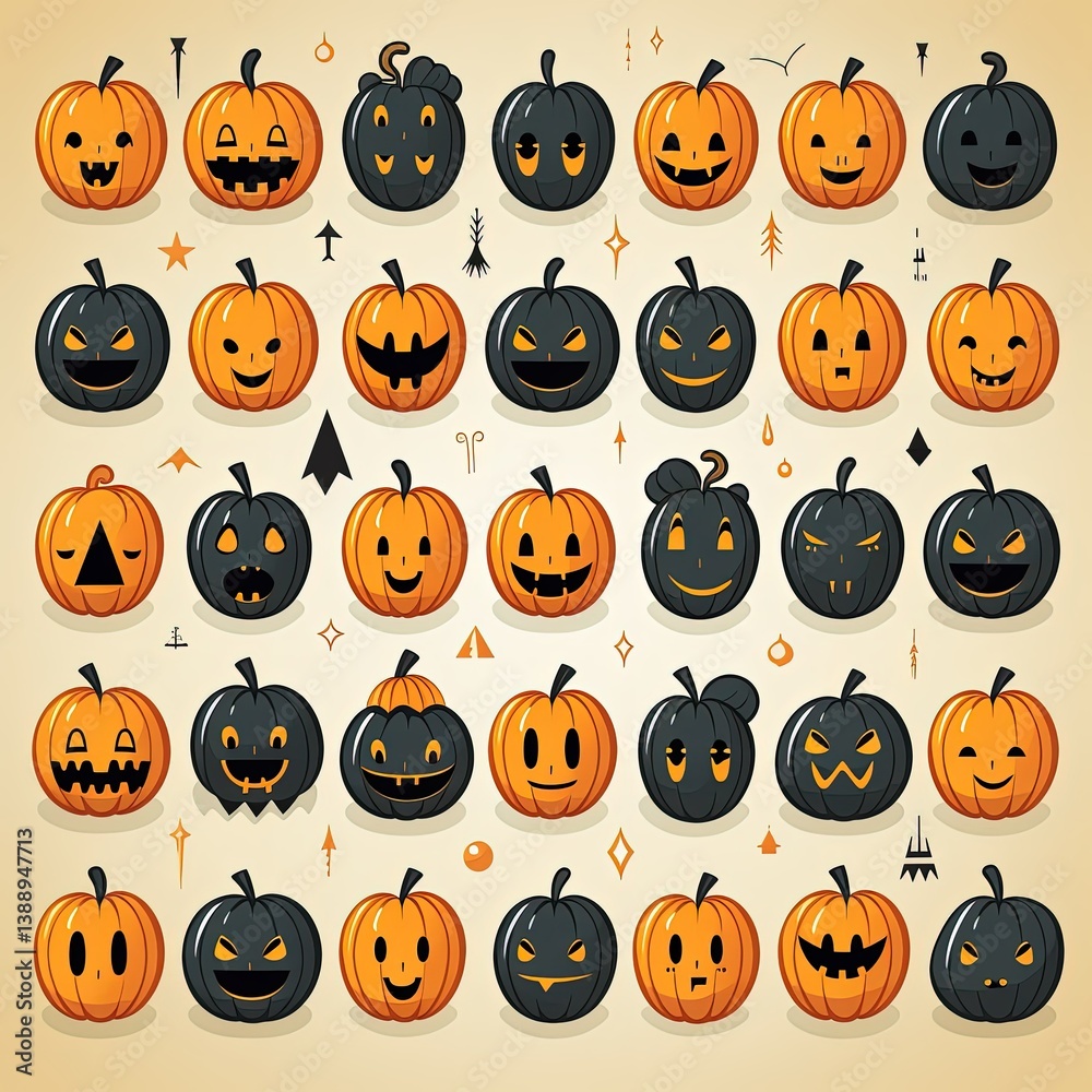 Obraz premium Trick-or-Treat Halloween Set Filled with Spooky Icons