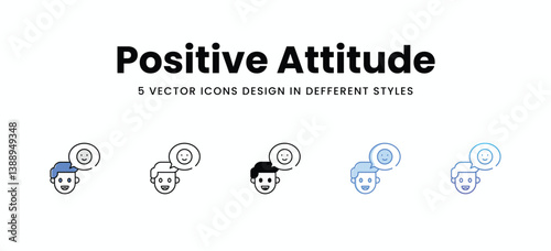 Positive Attitude vector icons set stock illustration