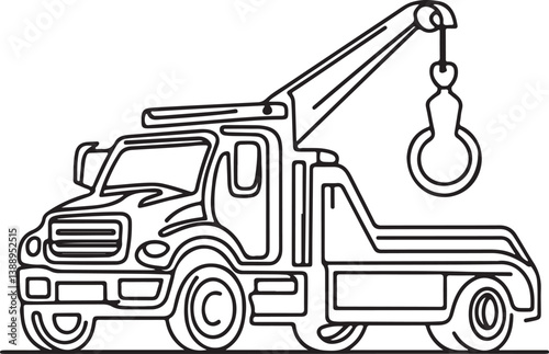 Minimalist Line Drawing Tow Truck Icon Vector