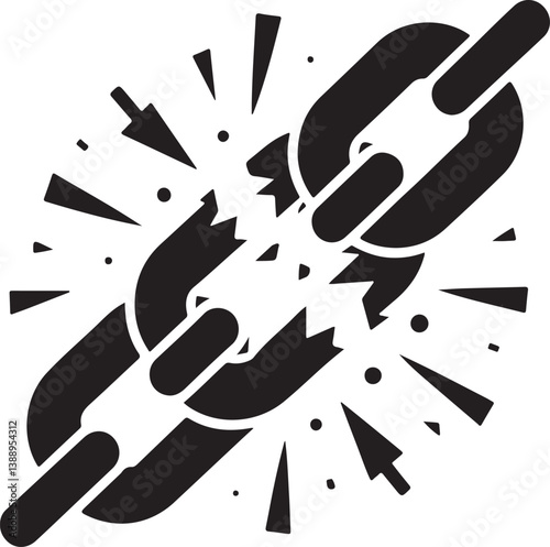 Broken Chain Icon Silhouette Vector Art – Symbol of Freedom