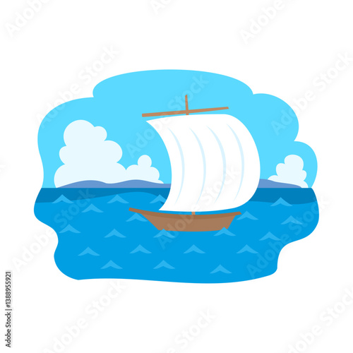 霞ヶ浦。フラットなベクターイラスト。
Kasumigaura lake. Flat vector illustration.