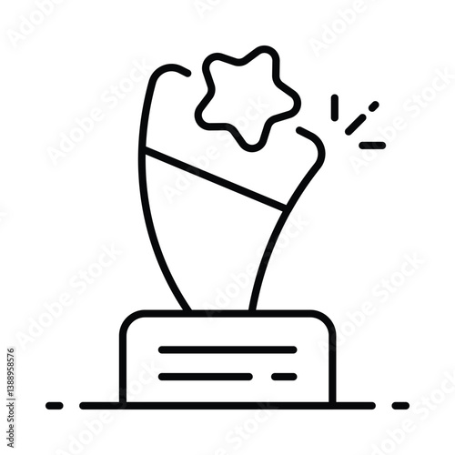 Star trophy vector outline icon. EPS 10 file