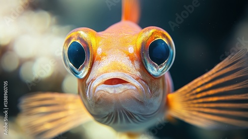 Close-up of an orange big-eyed fish in underwater habitat