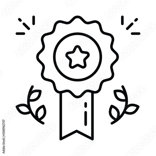 Medal vector outline icon. EPS 10 file