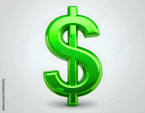 Glossy Green 3D Dollar Sign on Gradient Background