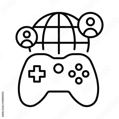 Global game vector outline icon. EPS 10 file