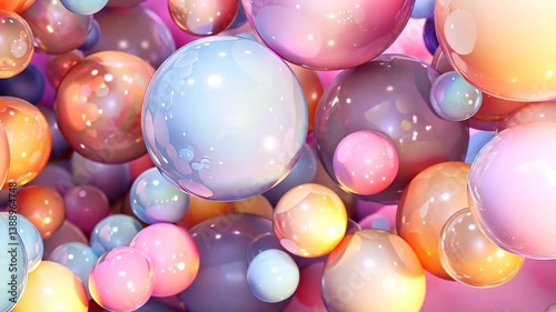 abstract background with pastel spheres and balls in different sizes and pastel colors
