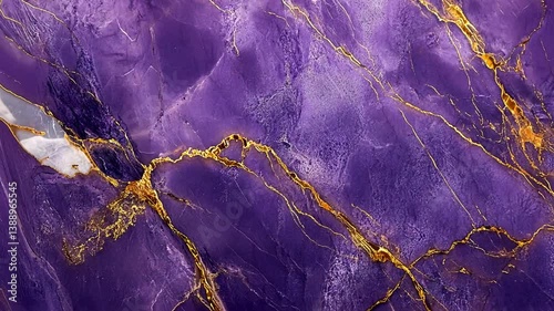 Dramatic purple marble texture with gold veins, a luxurious abstract background