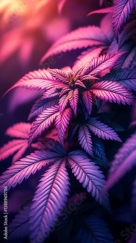 Purple Cannabis Plant Leaves Stunning Mobile Wallpaper & Desktop Background