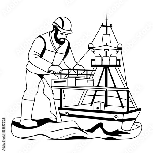 A glyph illustration of professional marine scientist 

