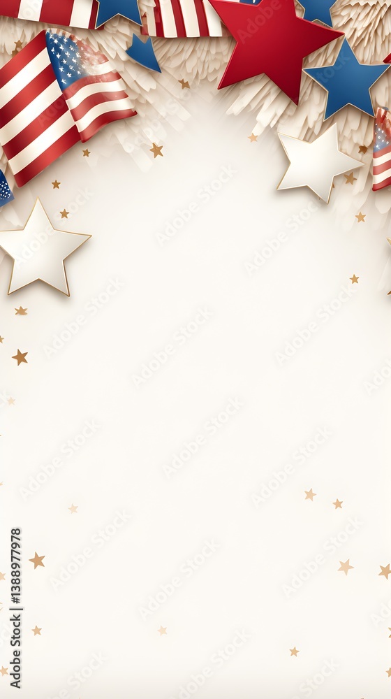 Fototapeta premium Patriotic Stars and Stripes Banner Border for 4th of July Celebration
