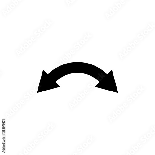 Curved double-ended semicircular arrow. Double ended and dual arrow with both ends. Vector illustration on a white background.