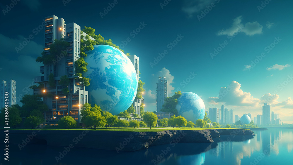 Obraz premium Advanced Space Sustainability: High-Resolution Stock Photography Showcasing Eco-Friendly Engineering and Innovative Resource Management with Forward-Thinking Design Principles