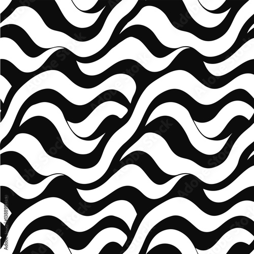 Tide Rhythm – Seamless Black and White Wave Pattern