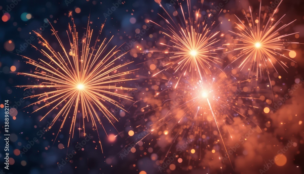 Naklejka premium Spectacular display of colorful fireworks illuminating the night sky in a vibrant celebration