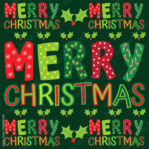 Merry Christmas lettering for christmas greeting card or gift box and bag design
