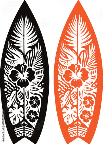 Surfing board silhouette illustration vector.