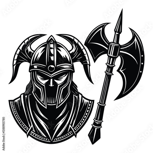 Warrior helmet and axe combo silhouette