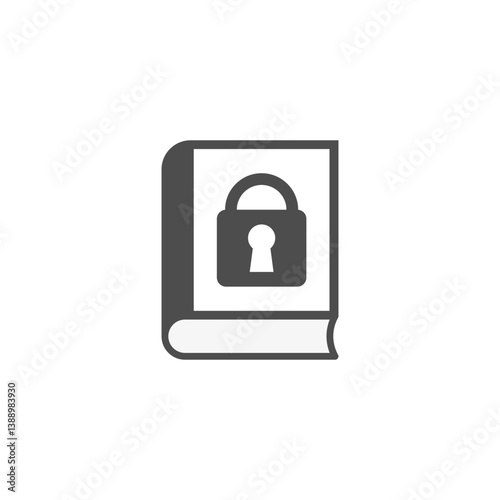 Closed book with a lock. Locked book with a padlock. Vector icon and illustration on white background.