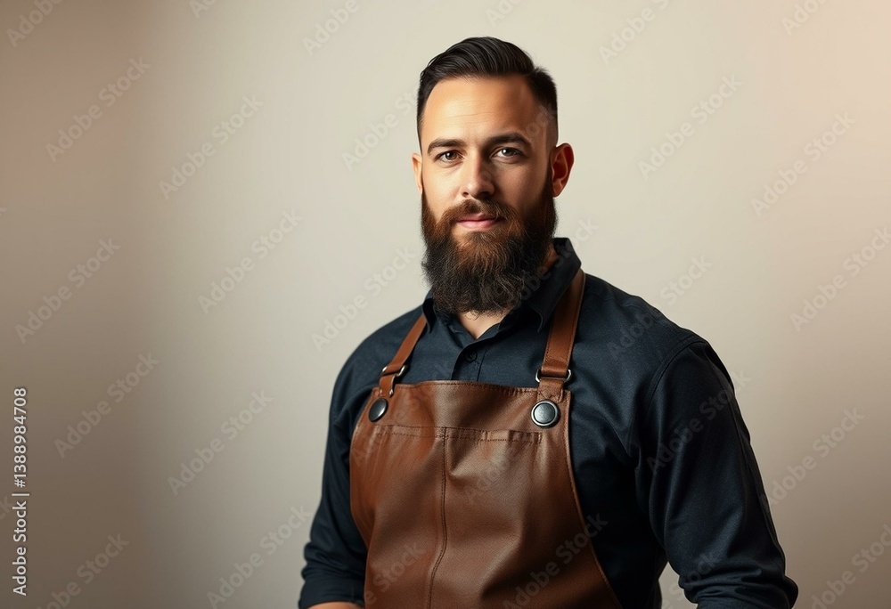 Obraz premium Portrait of a man with a beard and leather apron