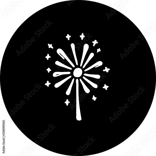 Graphical Dandelion Seed Head on Black Backdrop