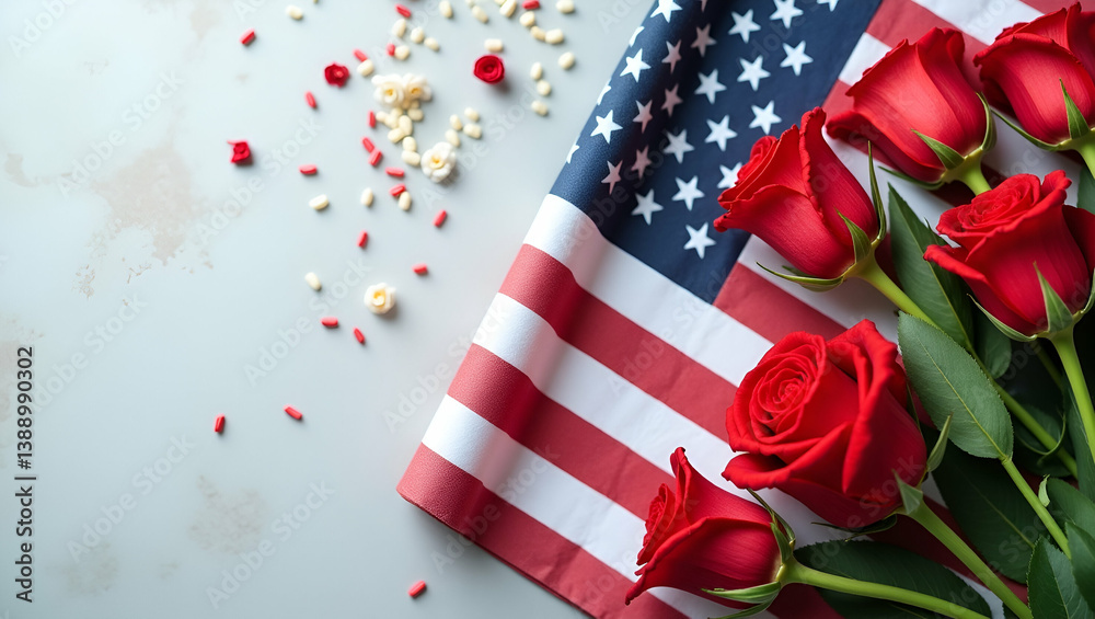 Obraz premium Explore refined visual compositions celebrating Memorial Day USA, featuring dignified patriotic symbolism and classic elements for premium stock imagery.