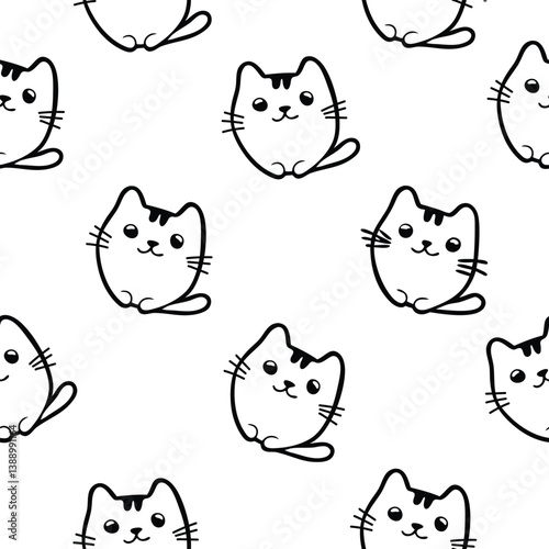 Minimalist Cat Line Art Pattern