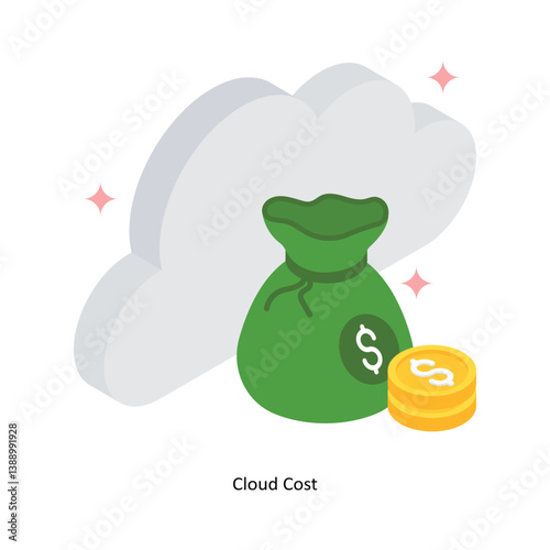 Cloud Cost Concept Isometric Style Illustrations. Eps 10 File
